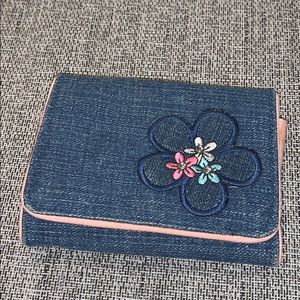 Denim flower wallet